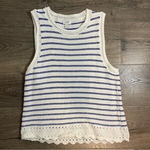 J. Crew White and Blue Striped Women's Top